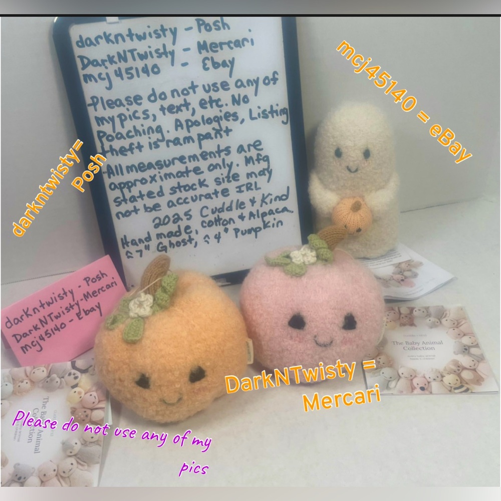 3 PIECE BNWT 2025 CUDDLE + KIND 1 BOUCLE GHOST W PUMPKIN AND 2 BOUCLE PUMPKINS - Picture 8 of 12